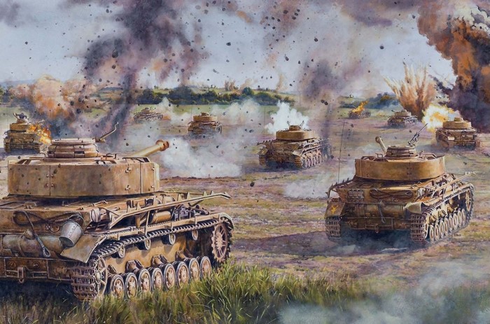 Pz.Kpfw.IV tanks in battle painting