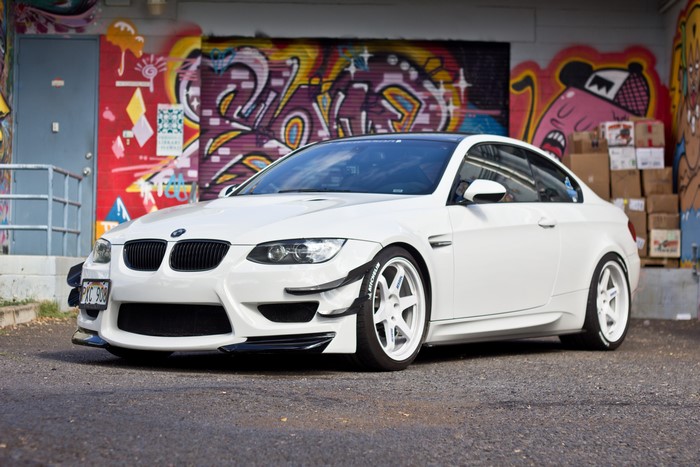 White BMW M3 E92 with Graffiti Background