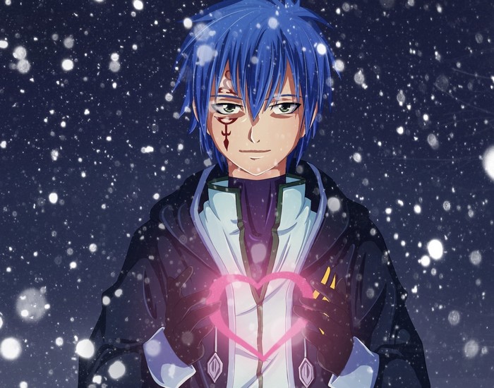 Jellal Fernandes from Fairy Tail holding a heart