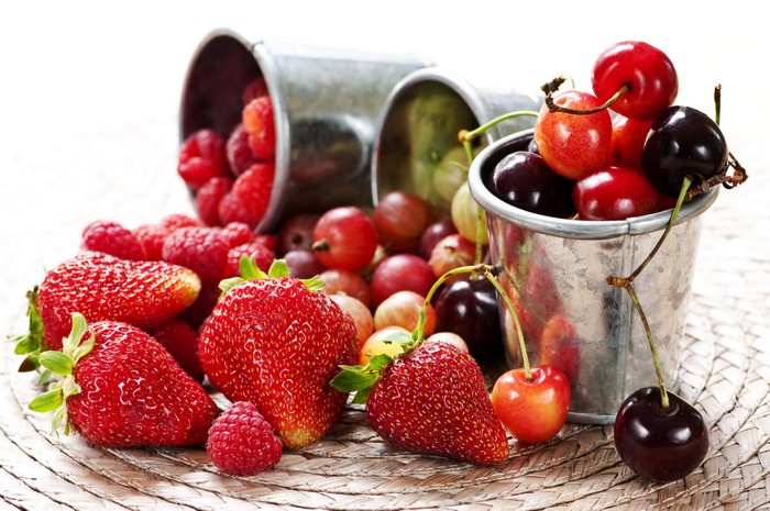 Fruit: Strawberries, Cherries, Raspberries, and Gooseberries