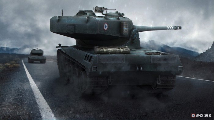 AMX 50 B tanks on a road