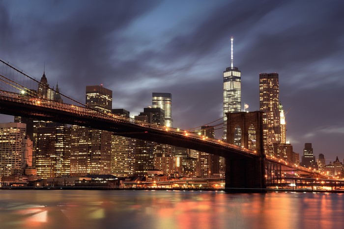 Brooklyn Bridge and Manhattan Skyline at Night