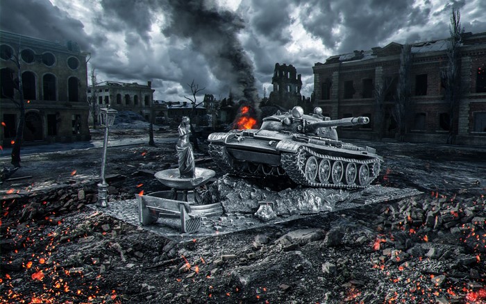 T-62A Model Tank in Ruined City