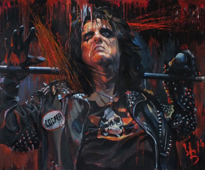 Alice Cooper from Welcome to My Nightmare painting