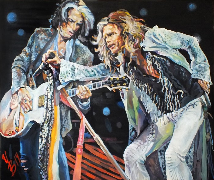 Steven Tyler and Joe Perry of Aerosmith performing live