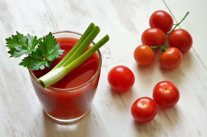 Tomato Juice with Garnish and Tomatoes
