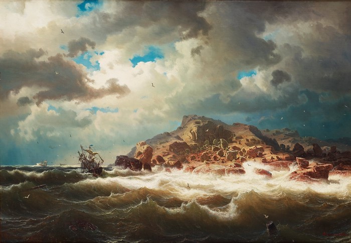 Shipwrecked near a rocky coast by Marcus Larsson