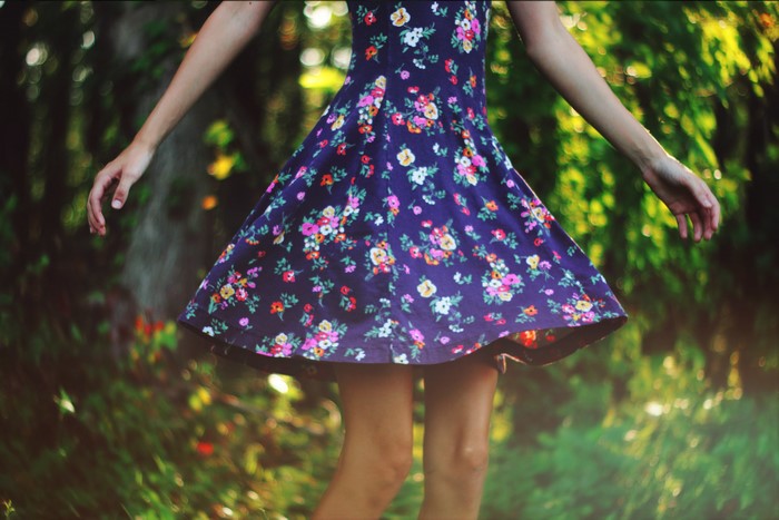 Woman in a floral dress