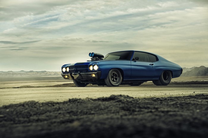 Blue 1970 Chevrolet Chevelle SS with Supercharger
