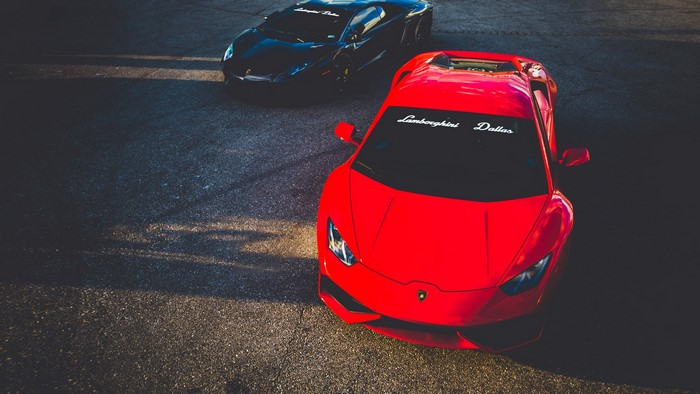 Red and Black Lamborghinis with Dallas Decals