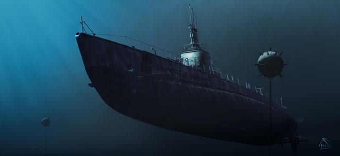 4K United States Navy Gato-class submarine underwater