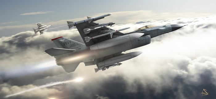 4K Fighter Airplanes in Flight
