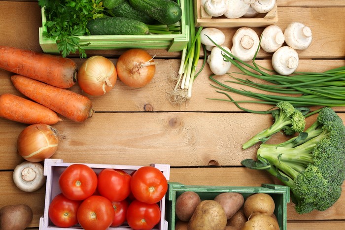 Assortment of Fresh Vegetables and Mushrooms