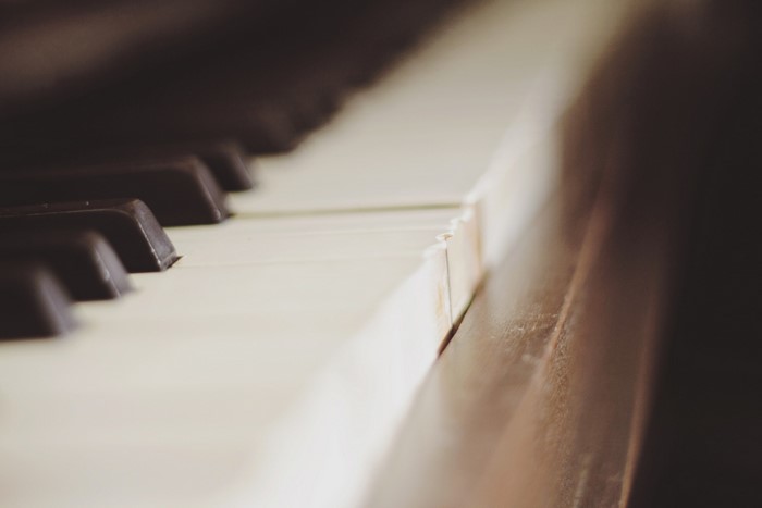 Closeup of piano keys