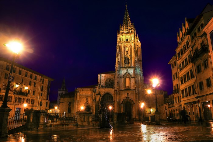 Oviedo Cathedral at Night, Spain