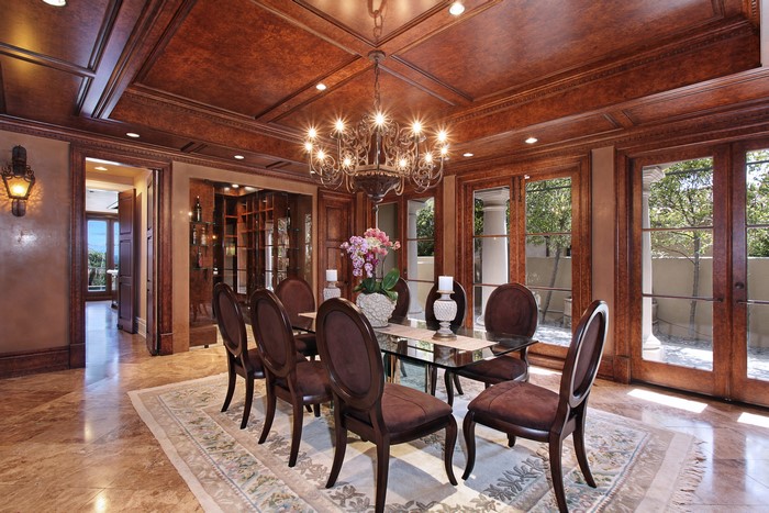 Dining Room with Chandelier and Chairs
