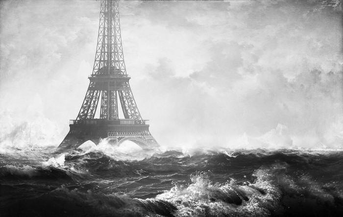 Eiffel Tower in stormy seas