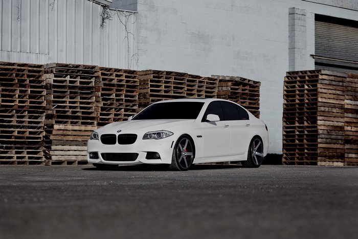 White BMW F10 5 Series Sedan