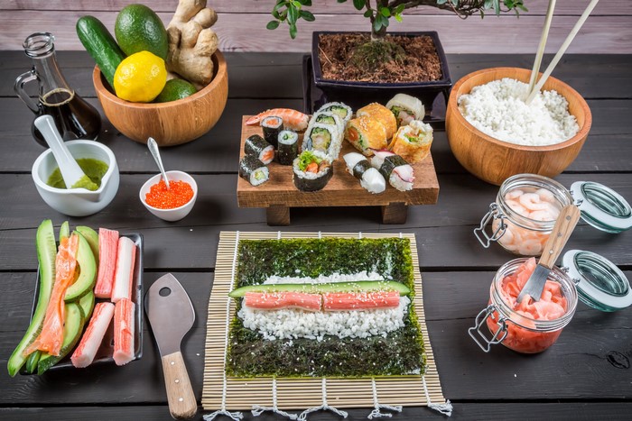 Sushi Making Ingredients and Sushi Rolls