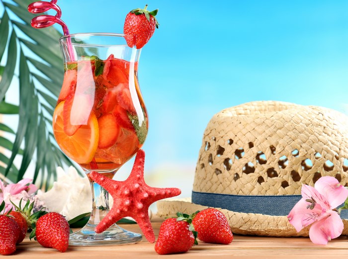 Strawberry Drink with Hat and Starfish