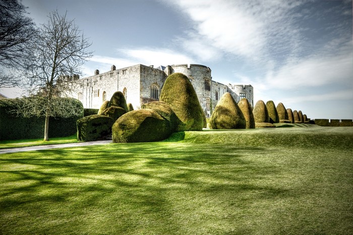Chirk Castle in Wales with manicured gardens