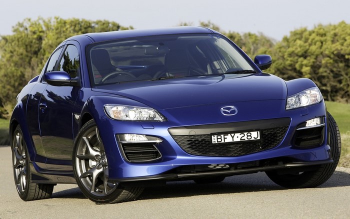 Blue Mazda RX-8 GT front view