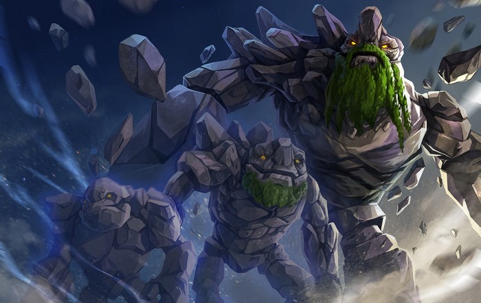 Tiny from Dota 2 with rock monsters