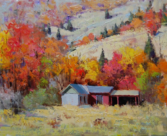 Autumn Landscape with Barns by Sean Wallis