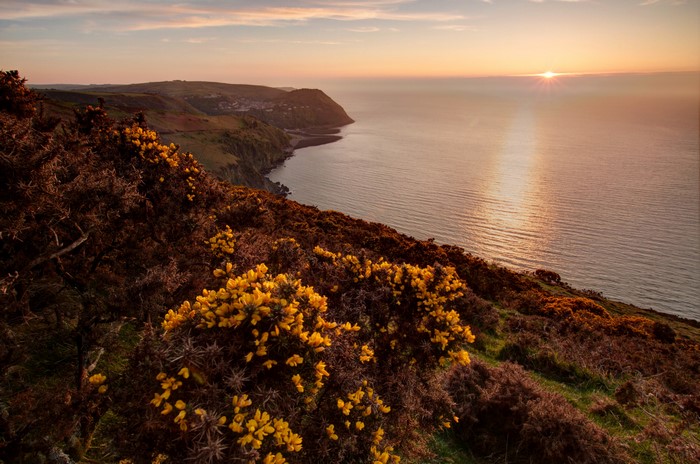 Sunset over Exmoor National Park Coast, United Kingdom
