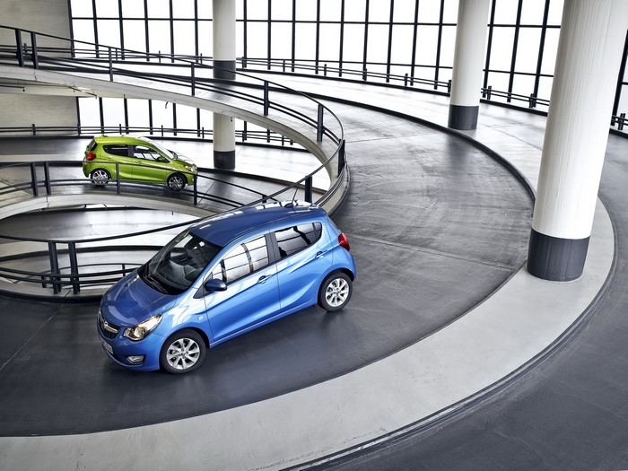 Opel Karl cars on a parking ramp