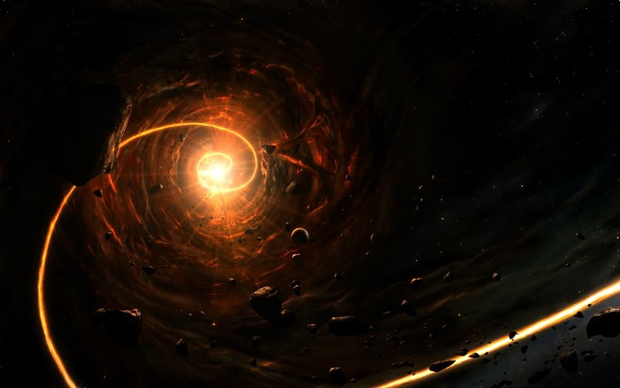 Asteroids and light rays in space