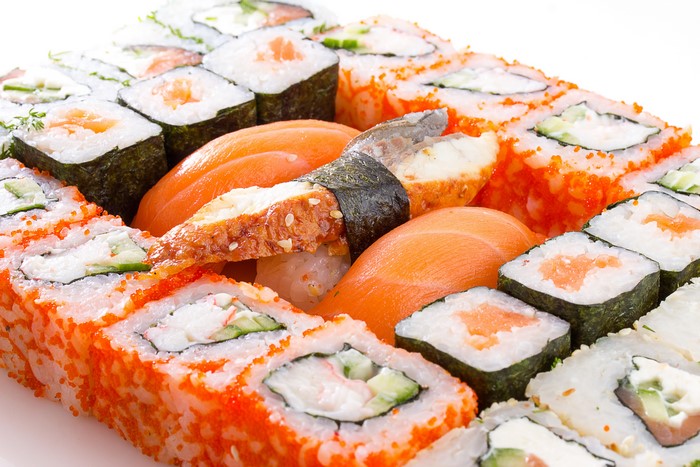 Assortment of sushi and rolls