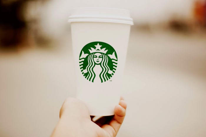 Starbucks cup held in hand