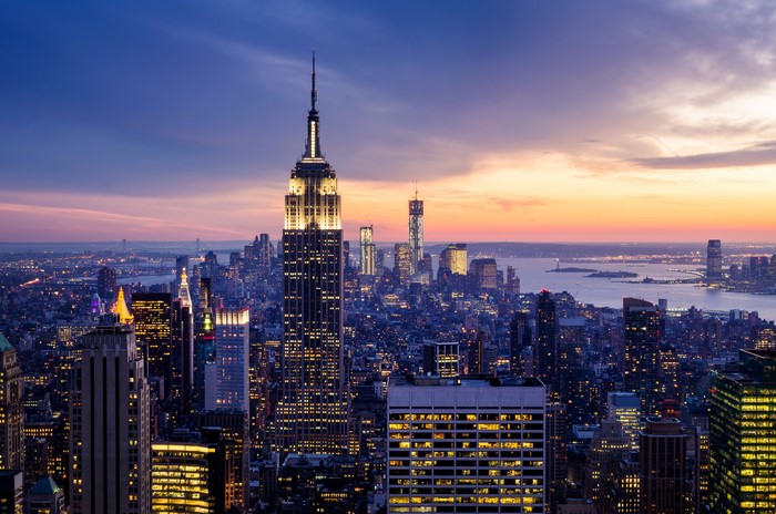Empire State Building and New York City Skyline at Dusk