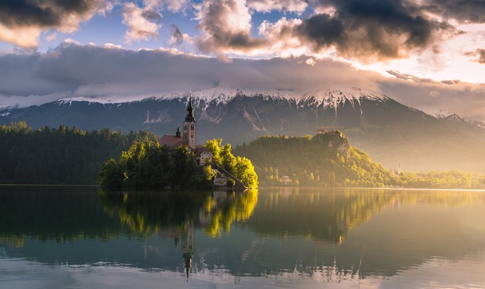 Lake Bled with Church and Mountains, Slovenia
