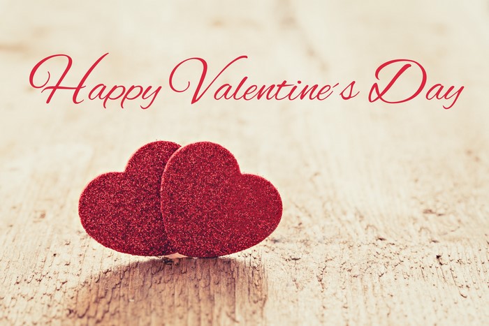 Happy Valentine's Day with Red Hearts