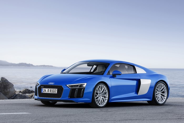 Blue Audi R8 V10 Side View