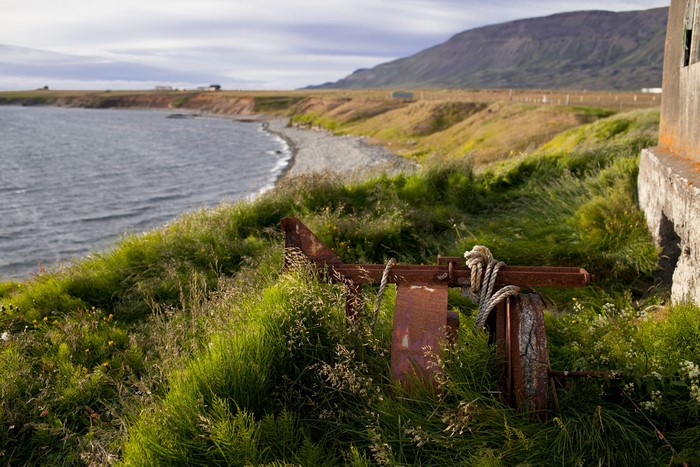 Rusty plow by the sea in Iceland