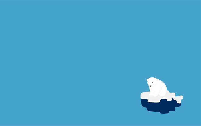 Polar bear on a melting ice floe