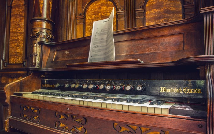 Antique Organ with Sheet Music