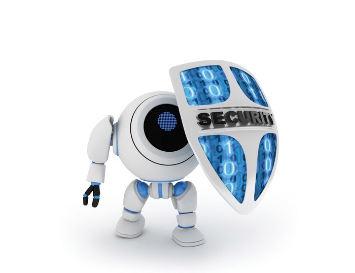 Robot with a security shield