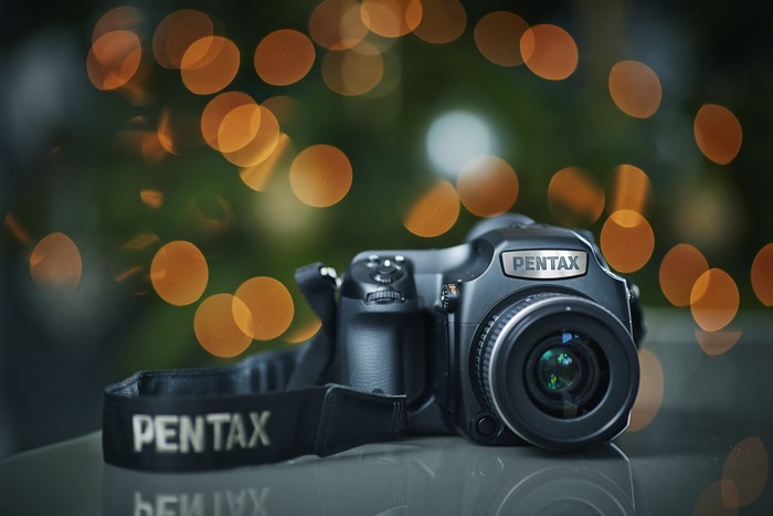 Pentax 645Z camera with bokeh background