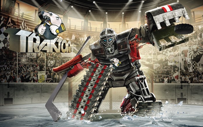 Traktor Robot Goalie with Hockey Stick