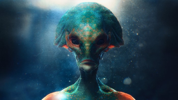 Close-up of an alien's head