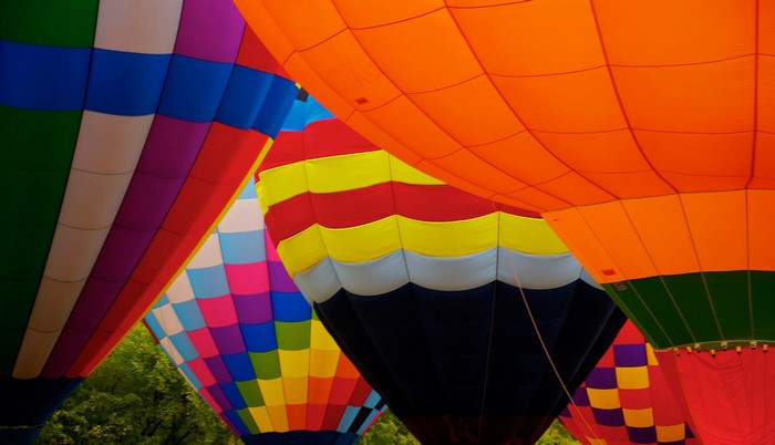 Colorful hot air balloons close-up