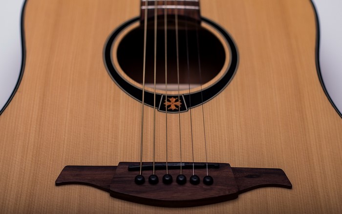 Closeup of an acoustic guitar