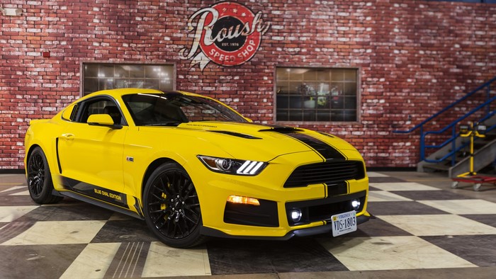 Yellow 2015 Roush R2300 Blue Oval Edition Mustang