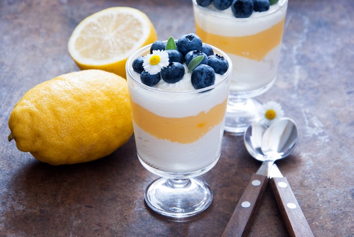 Lemon and Blueberry Parfait with Spoon