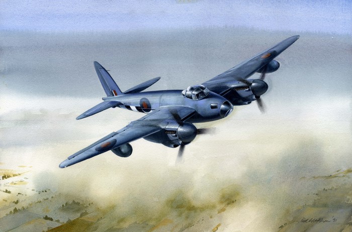 De Havilland Mosquito British Airplane WW2 Painting Art