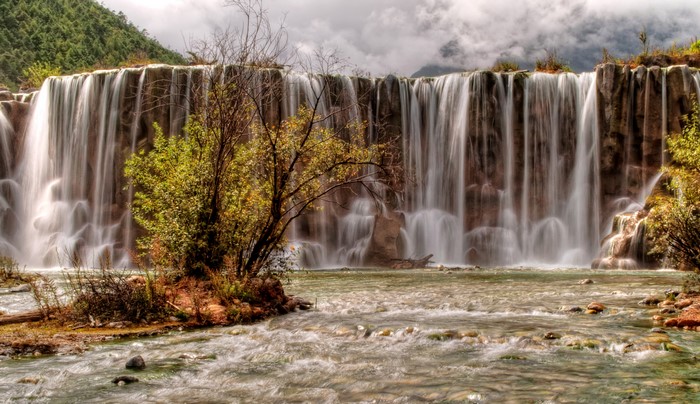 Waterfalls at Yulong Snow Mountain, China
